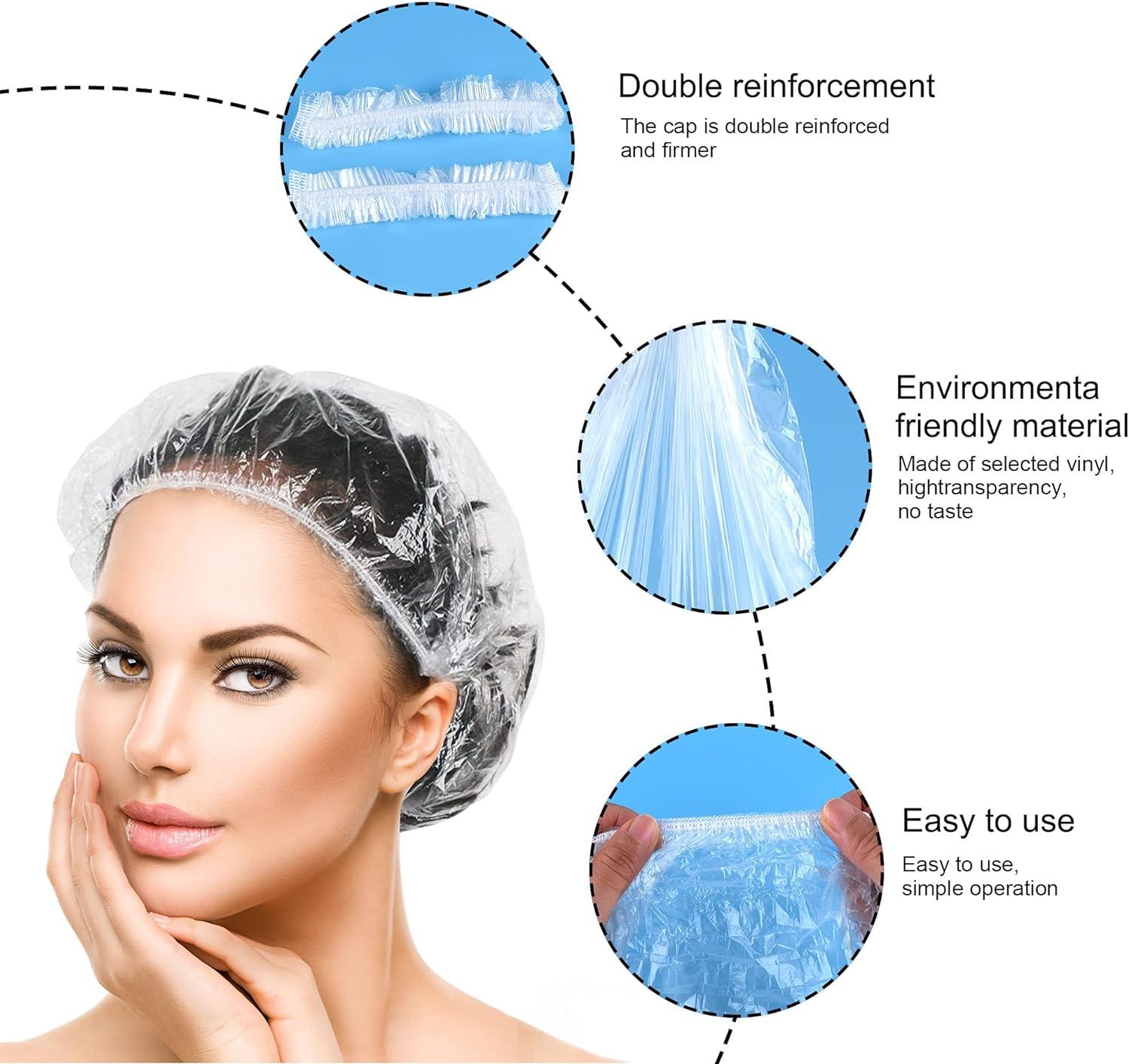 Bộ 100 Dùng Một Lần Mũ Tắm Thun Nhựa Tắm Nón Dùng Cho Gia Đình Khách Sạn Spa Và Salon Tóc Tiếp Liệu