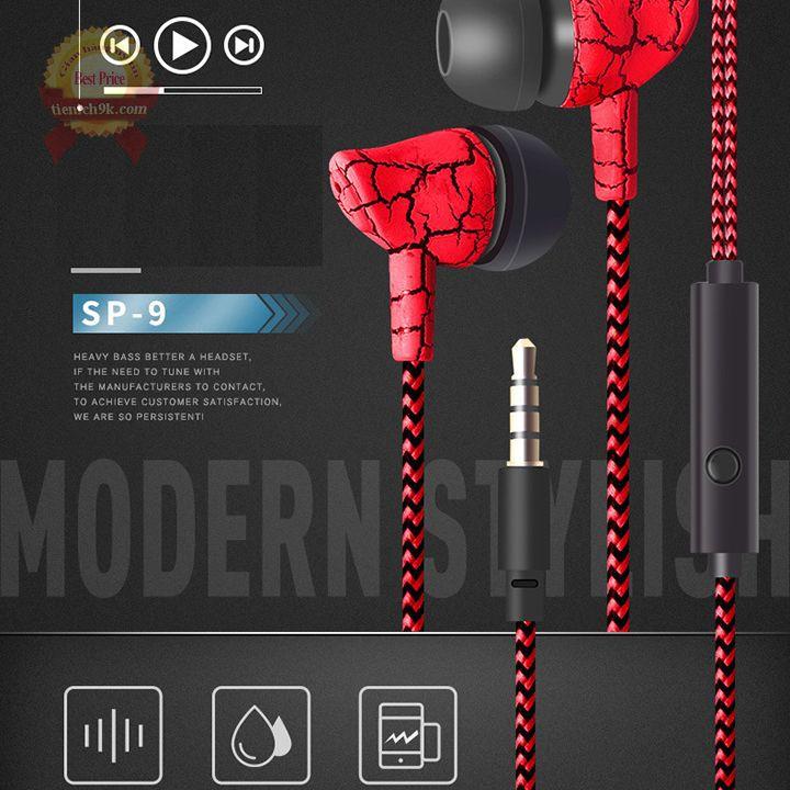 Tai Nghe Điện Thoại nhét tai in ear có kèm Mic Super Bass Dây Bọc Dù Chống Rối Nghe Gọi Qual