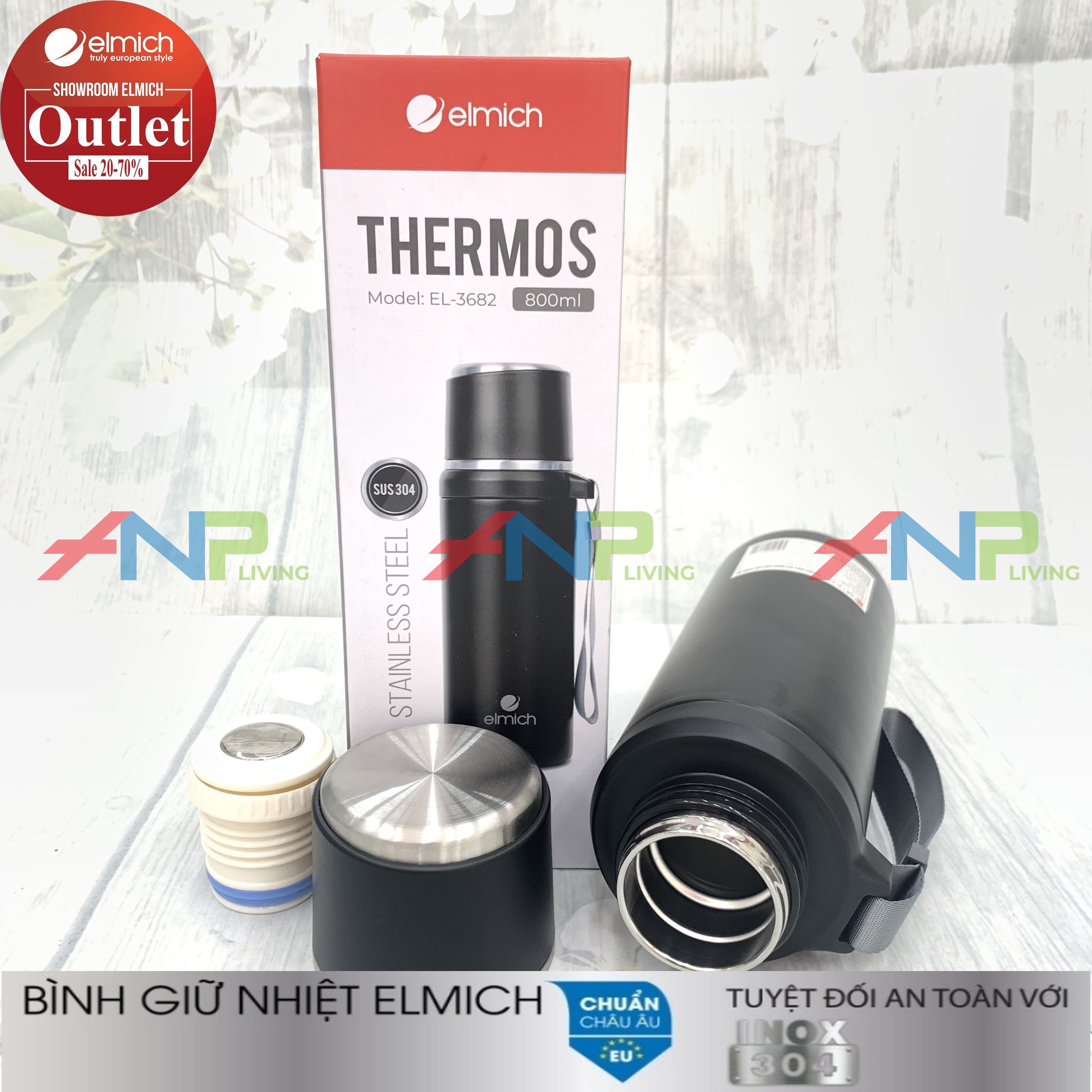 Bình Giữ Nhiệt Inox 304 Nóng 8h Lạnh 12h ELMICH El3682 800ml