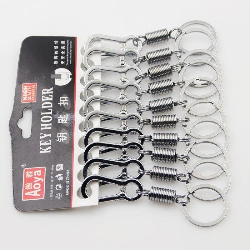 4PCS Spring Keychain Climbing Hook Car Keychain Strong Carabiner Shape Keychain Zinc Alloy Keychain Chain Rings Accessories