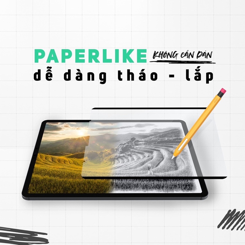 Dán màn hình dành cho iPad Paper-like hít từ tính Magnetic chống vân tay cho cảm giác vẽ như trên giấy không cần dán vào iPad