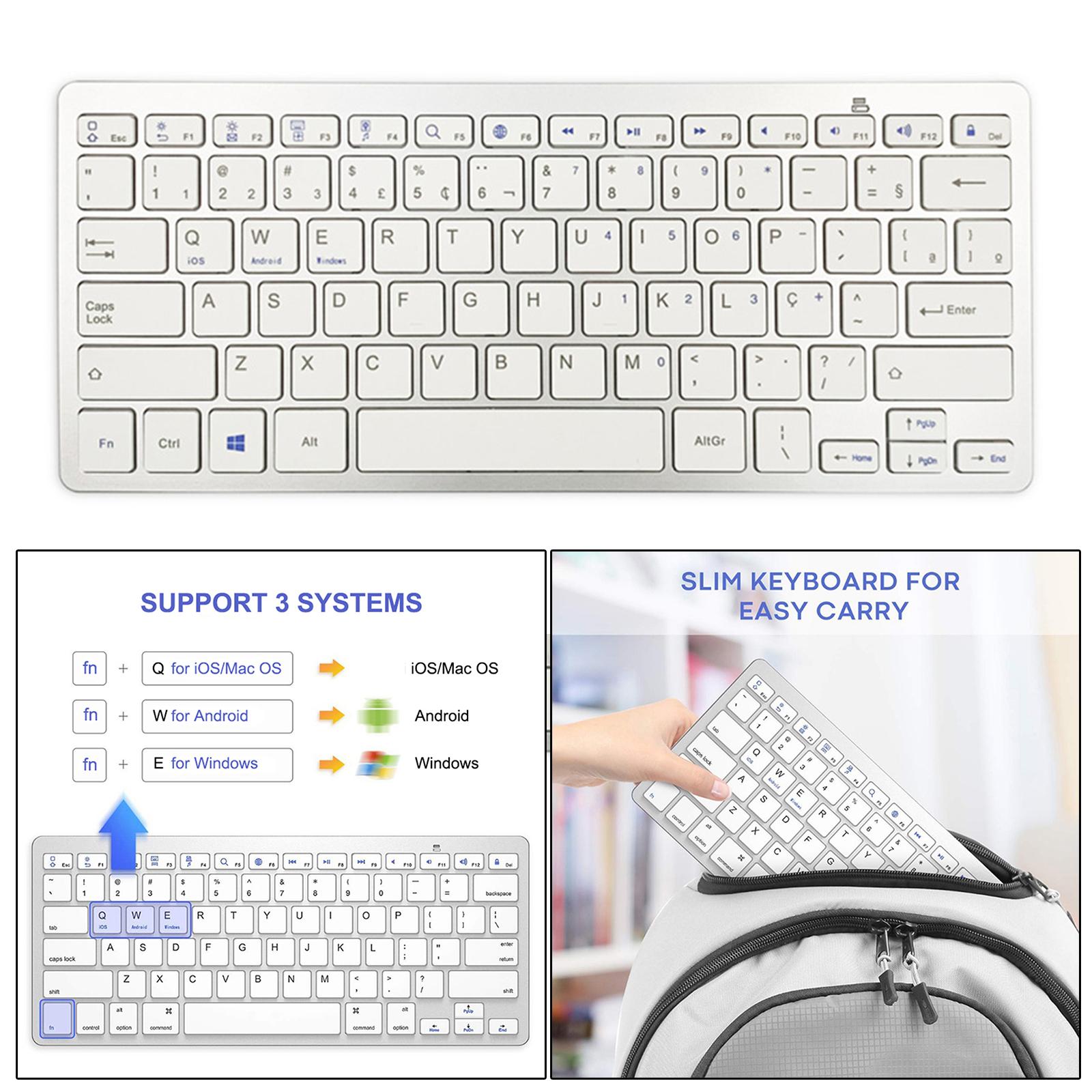 Slim Portuguese 78 Keys Wireless Bluetooth Keyboard for iOS Android Compact