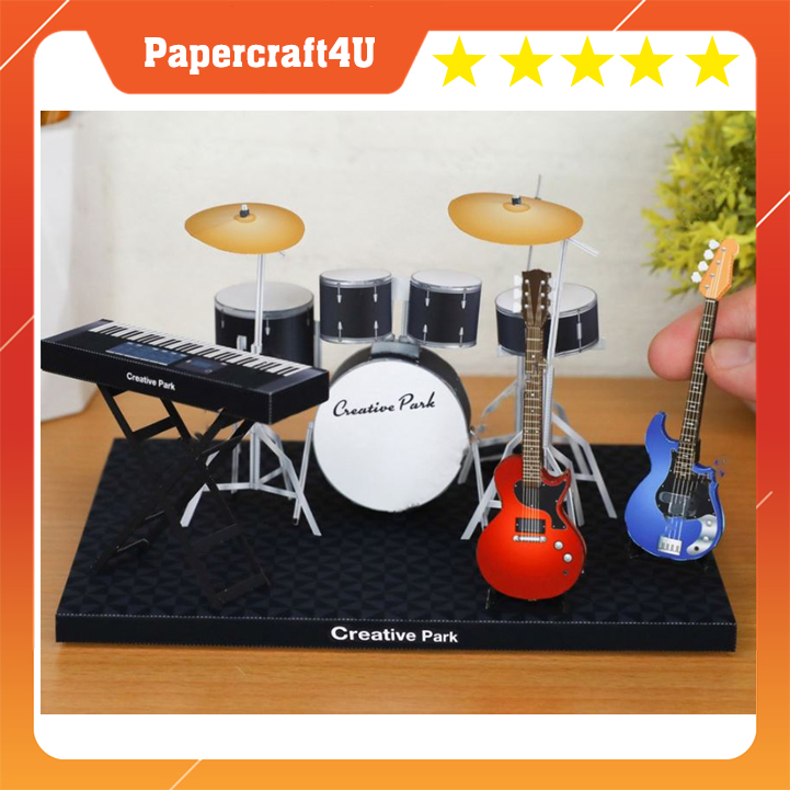 Mô hình giấy 3D Mô hình đồ chơi Nhạc cụ Rock band mini