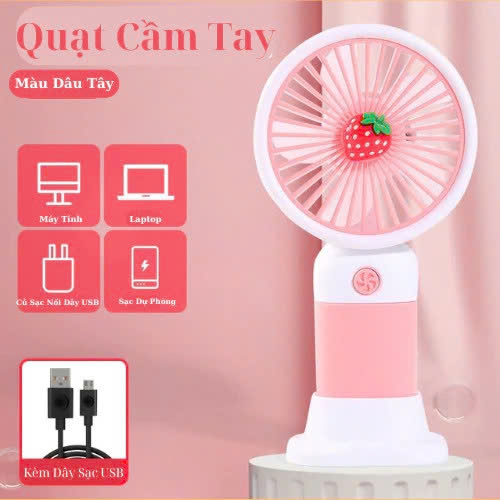 Quạt Mini Để Bàn, Quạt Tích Điện Sạc USB - Quạt Cầm Tay Tốc Độ, Điều Chỉnh Hướng Gió Xoay 360 Độ, Kiểu Dáng Sang Trọng , Không Gây Ồn, Pin Sạc - Giao Màu Ngẫu Nhiên - Hàng Nhập Khẩu
