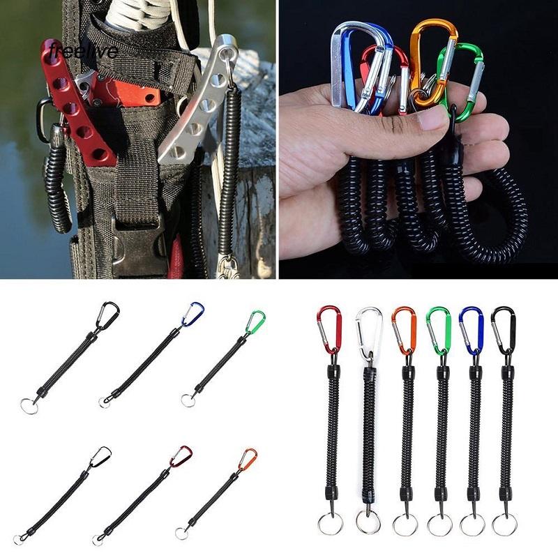 Dây Lò Xò Gắn Kèm Móc Khoá An Toàn Dùng Để Giữ Phụ Kiện Hỗ Trợ Câu Cá, Chèo Thuyền, Cắm Trại Đa Năng PKK09