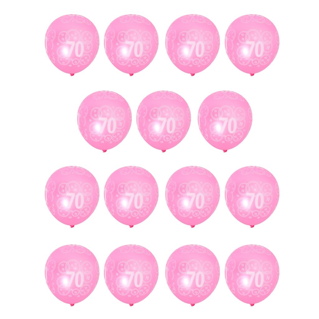 2x15 Pieces Birthday Anniversary Latex Balloon Decoration Age Number 70th Pink