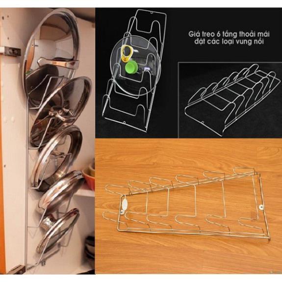 Giá treo vung nồi inox 6 tầng