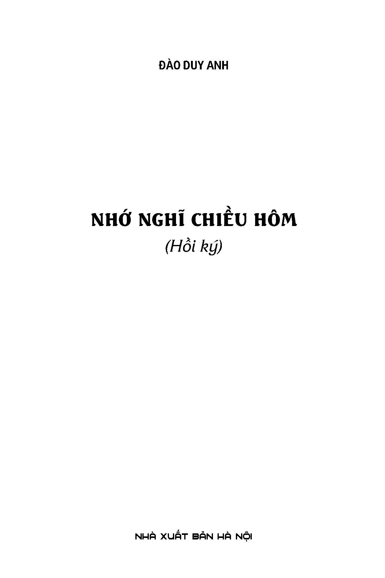 Nhớ Nghĩ Chiều Hôm - Hồi Ký