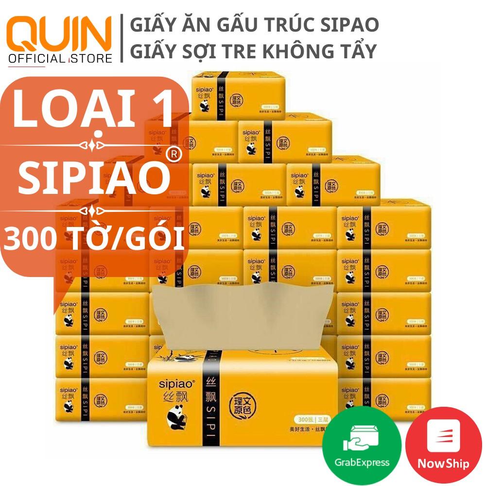 Giấy ăn gấu trúc sợi tre KHÔNG CHẤT TẨY TRẮNG - Giấy gấu trúc thùng 30 gói 300 tờ LOẠI 1