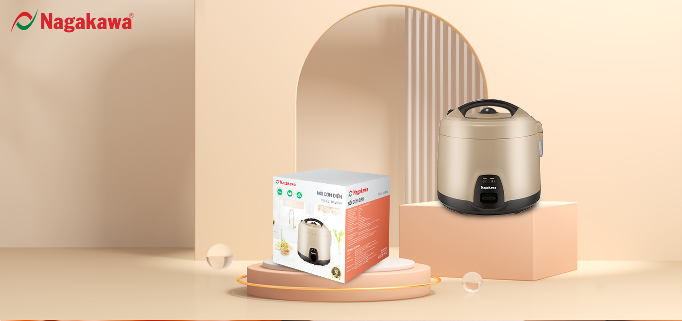 Nồi cơm điện cơ Nagakawa NAG0145 (1,8L - 900W) - Lòng nồi dạng niêu, hợp kim nhôm -  Bảo hành 1 năm - Hàng chính hãng