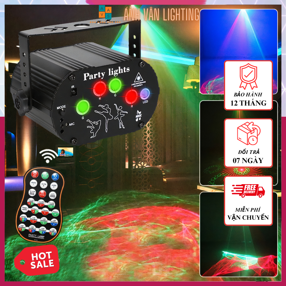 Đèn Laser Mini 5 Cổng Màng Ảo 3D - 2IN1 Nháy Theo Nhạc Trang Trí Phòng Bay Phòng Ngủ Karaoke