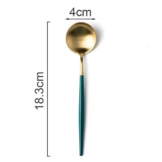 ĐŨA - SÚP - NĨA INOX CAO CẤP KHÔNG MÒN | SET THÌA NĨA INOX PHONG CÁCH TÂN CỔ ĐIỂN HOME LUXURY DECOR XANH TRẮNG