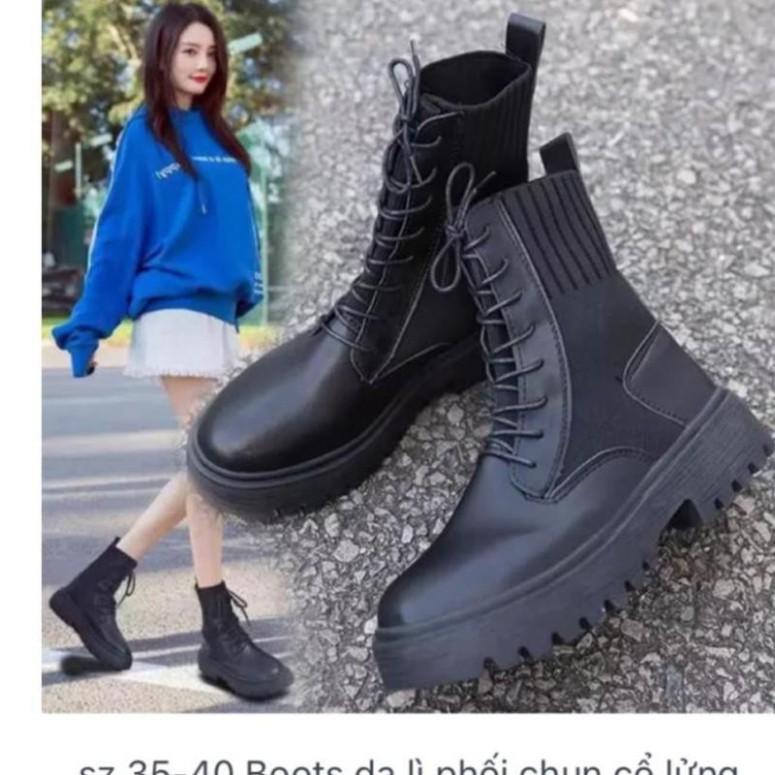 Boots Nữ, Giày Bốt Nữ Dr.Martens Boots Thu Đông Hottrend Phong Cách Màu Đen AMZO Giày Dép Nữ Thời Trang Cao Cấp