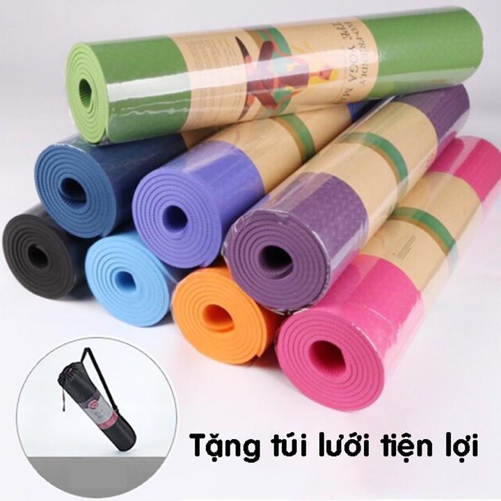 Thảm tập yoga, tập gym, tập thể dục tại nhà TPE 2 lớp cao cấp 6mm, 8mm chống trơn trượt tuyệt đối