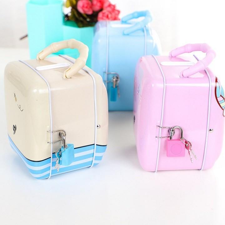 Két Sắt Mini Tiết Kiệm Có Khóa In Hình Heo Dễ Thương Cho Bé