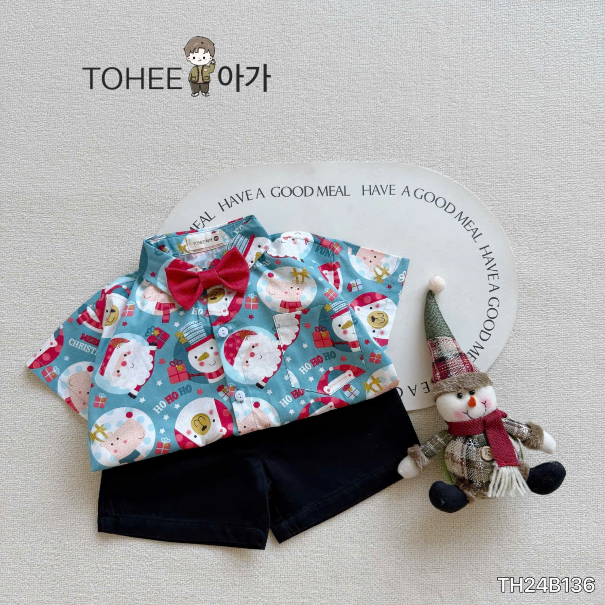 Set bộ cho bé trai áo sơ mi họa noel giáng sinh đi chơi dự tiệc đẹp từ 5-35kg chất kate mềm mát