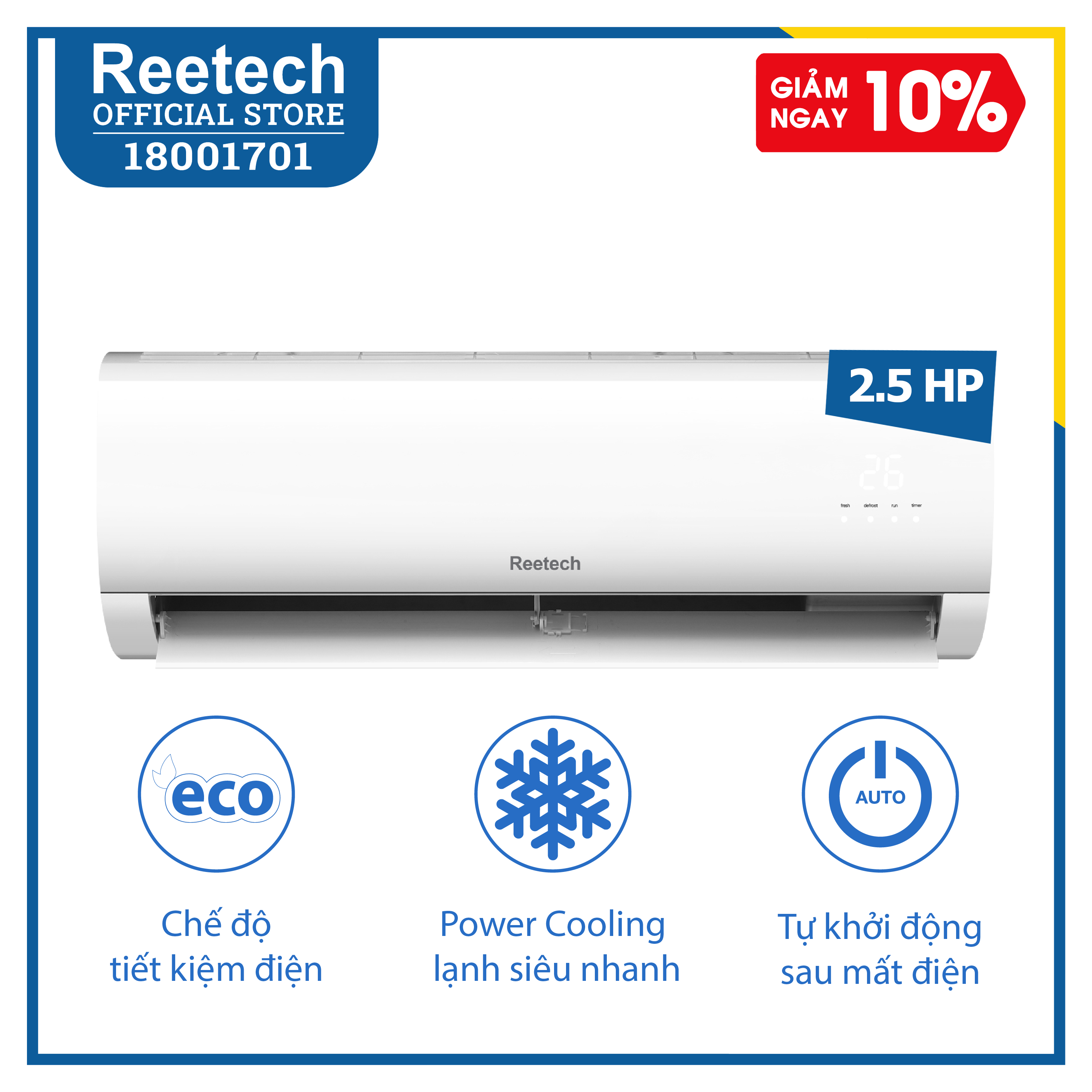 Máy lạnh Reetech 2,5 HP RT24-BK-BT/RC24-BK-BT - Hàng chính hãng (chỉ giao HCM, HN và một số tỉnh)