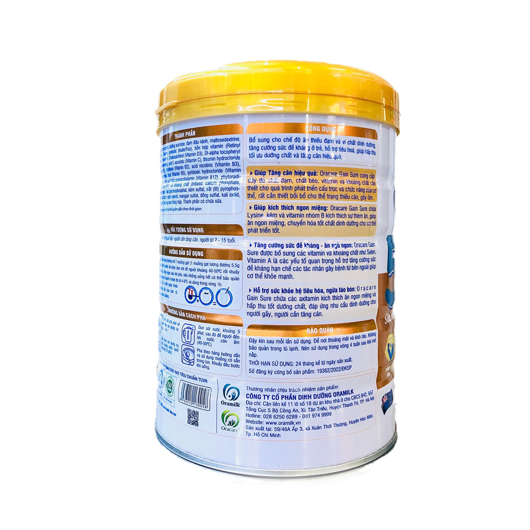 Combo 3 lon Sữa bột Oracare dành cho người gầy, cần tăng cân lon 900g - Tặng ấm đun siêu tốc