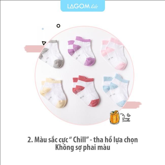 Tất trẻ em cao cấp kẻ sọc cotton từ 1-3-5 tuổi | Tất chống trượt cho bé trai &amp; bé gái ngắn cổ mềm mịn