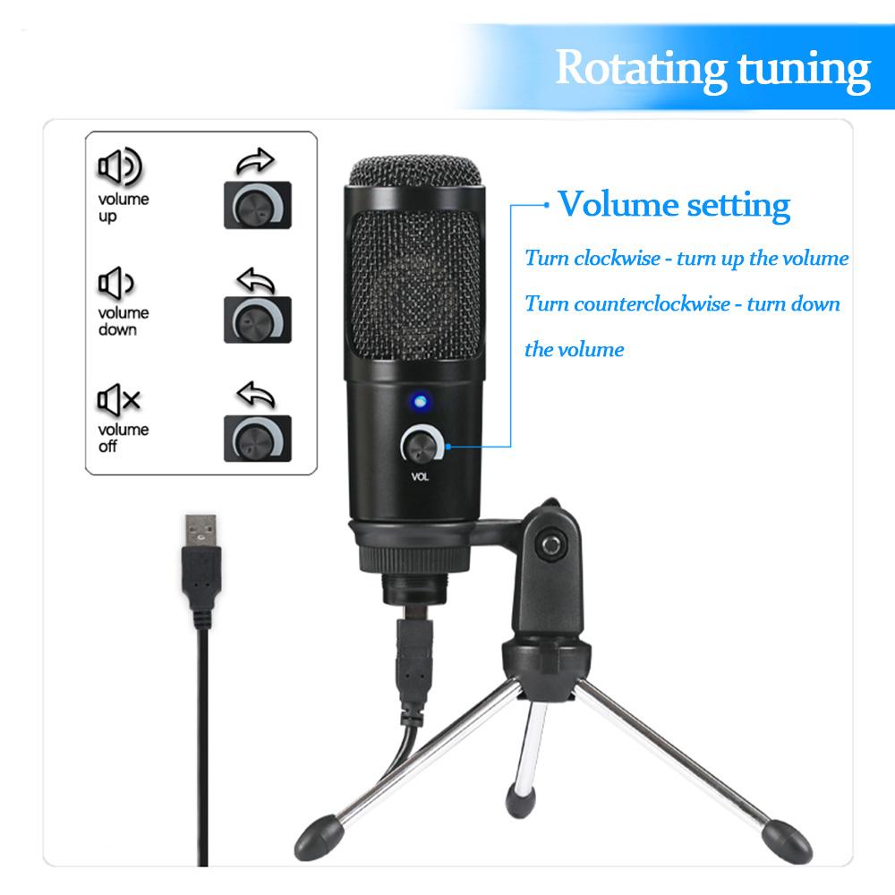 Micrô Ghi âm Giọng hát đế kim loại nhỏ cho máy tính xách tay USB Home