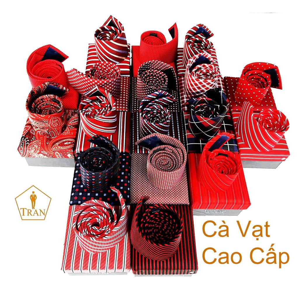 Cà Vạt, Caravat, Cravat Đỏ Sọc Trắng, Chấm Bi, Họa Tiết Làm Quà Tặng.