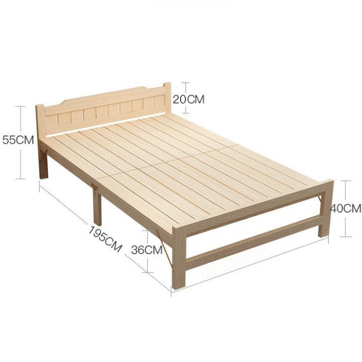 Giường ngủ - Giường ngủ gỗ thông gấp gọn, kích thước 150x195cm, tặng kèm đệm, gối