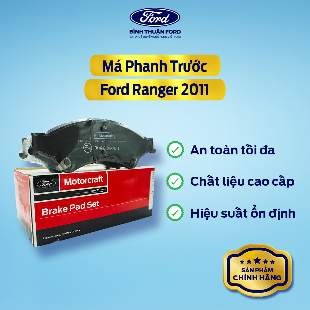 [COMBO GIÁ HỜI] Má Phanh Trước Ô Tô (Ford Ranger 2011++) + Dầu Phanh DOT 4 cao cấp | Motorcraft Chính Hãng