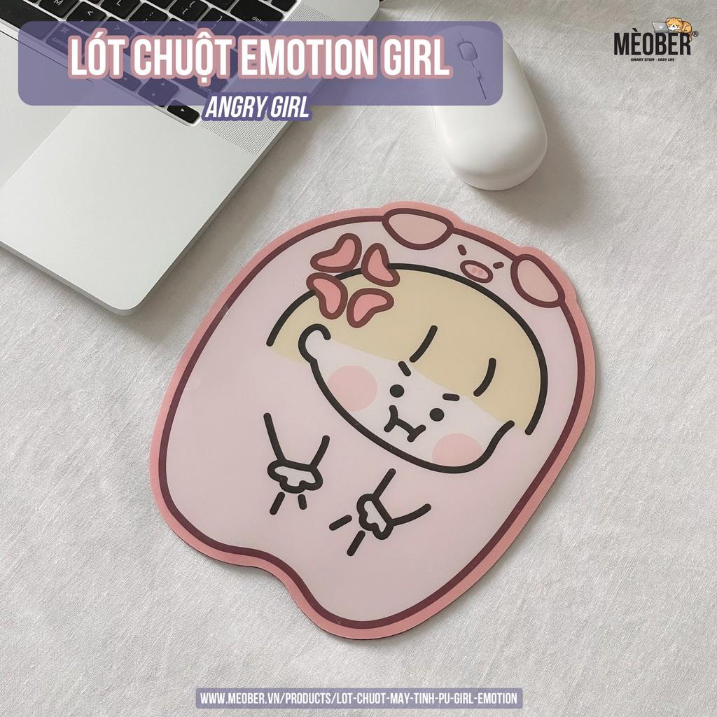 Lót Chuột Máy Tính Cute Girl Emotion - PU cao cấp - Chống trượt chống thấm, Siêu mịn!