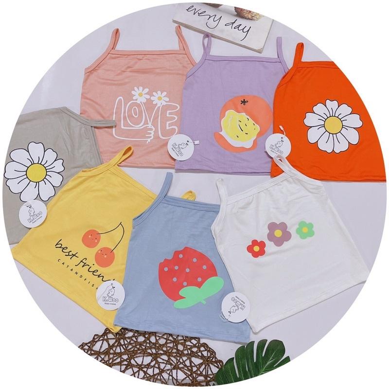 Áo dây thun lạnh in hinh hoa quả cho bé gái 6-18kg