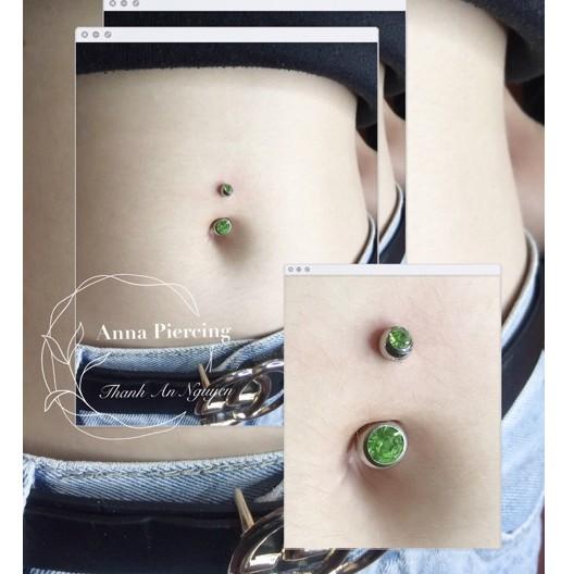 1 chiếc khuyên rốn basic xanh lá bằng thép y tế xỏ khuyên piercing - XUÂN SHOP