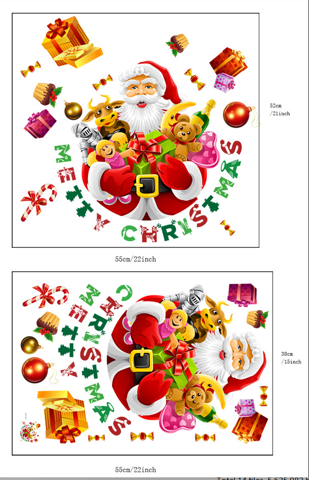 Decal trang trí Noel - Ông già Noel ôm quà