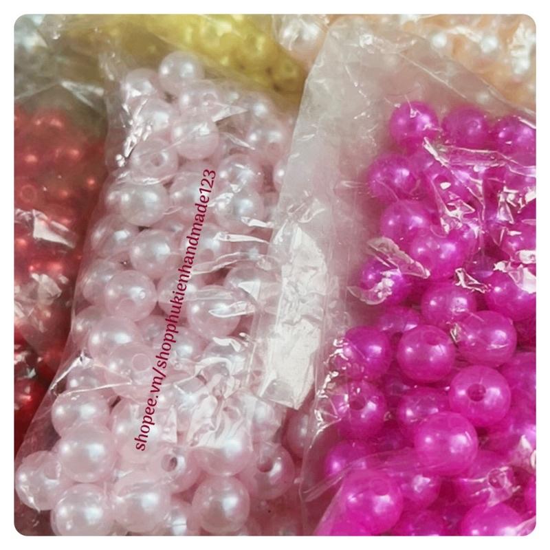 1kg1 túi hạt cườm/ hạt giả ngọc trai/ hạt nhựa 8mm