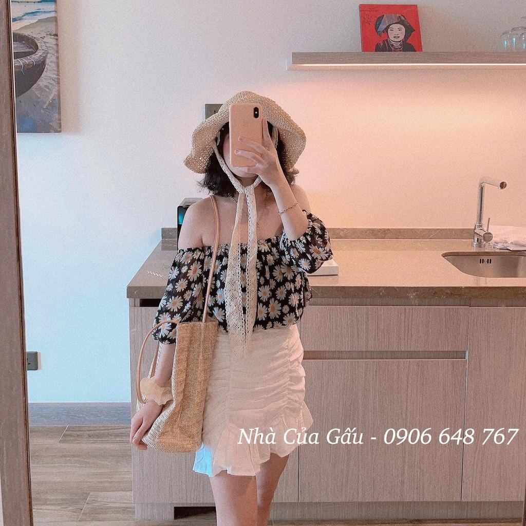 Nón cói ren cột nơ đi chơi siêu xinh