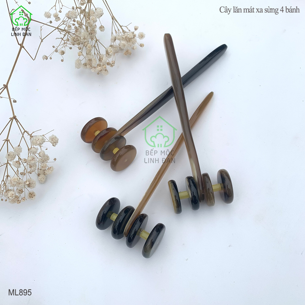 Cây Lăn 4 Bánh Massage Bằng Sừng - Giúp Làm Mịn Da &amp; Lưu Thông Khí Huyết [ML895]