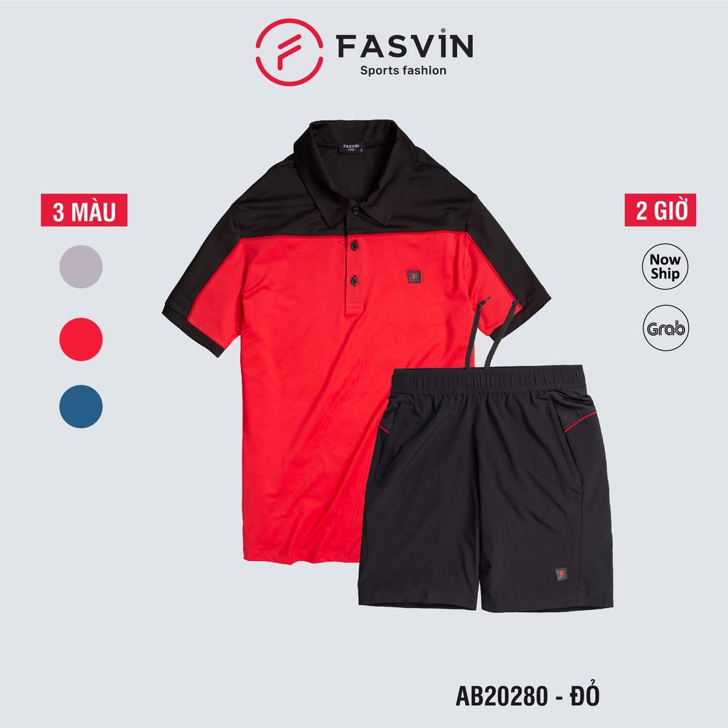 Bộ thun thể thao nam Fasvin AB20280.HN cộc tay cổ bẻ vải thể thao mềm nhẹ co giãn tốt