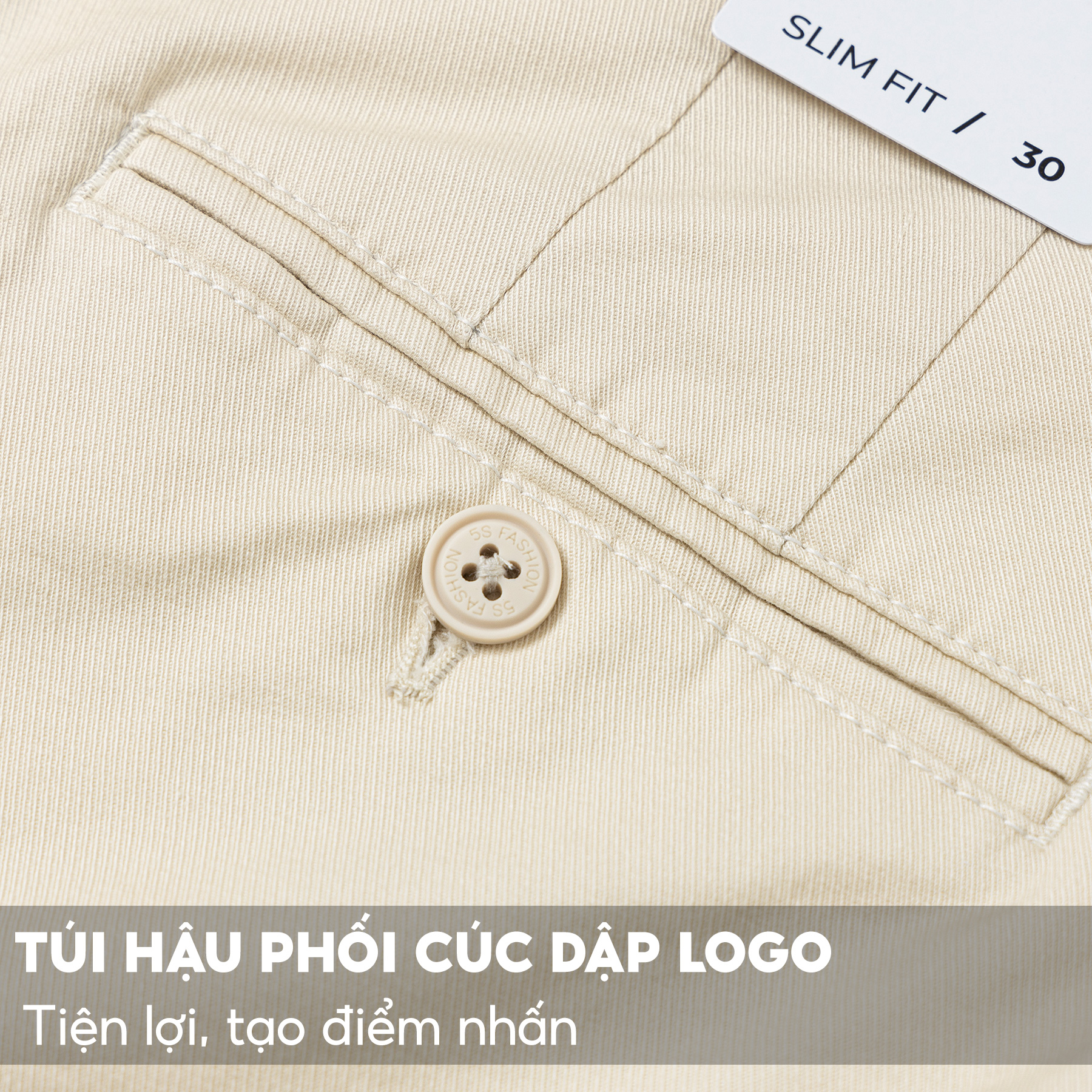 Quần Short Kaki Nam 5S FASHION, Chất Cotton, Cạp Giấu Cúc, Tinh Tế, Thiết Kế Basic, Lịch Sự (QSK23029)