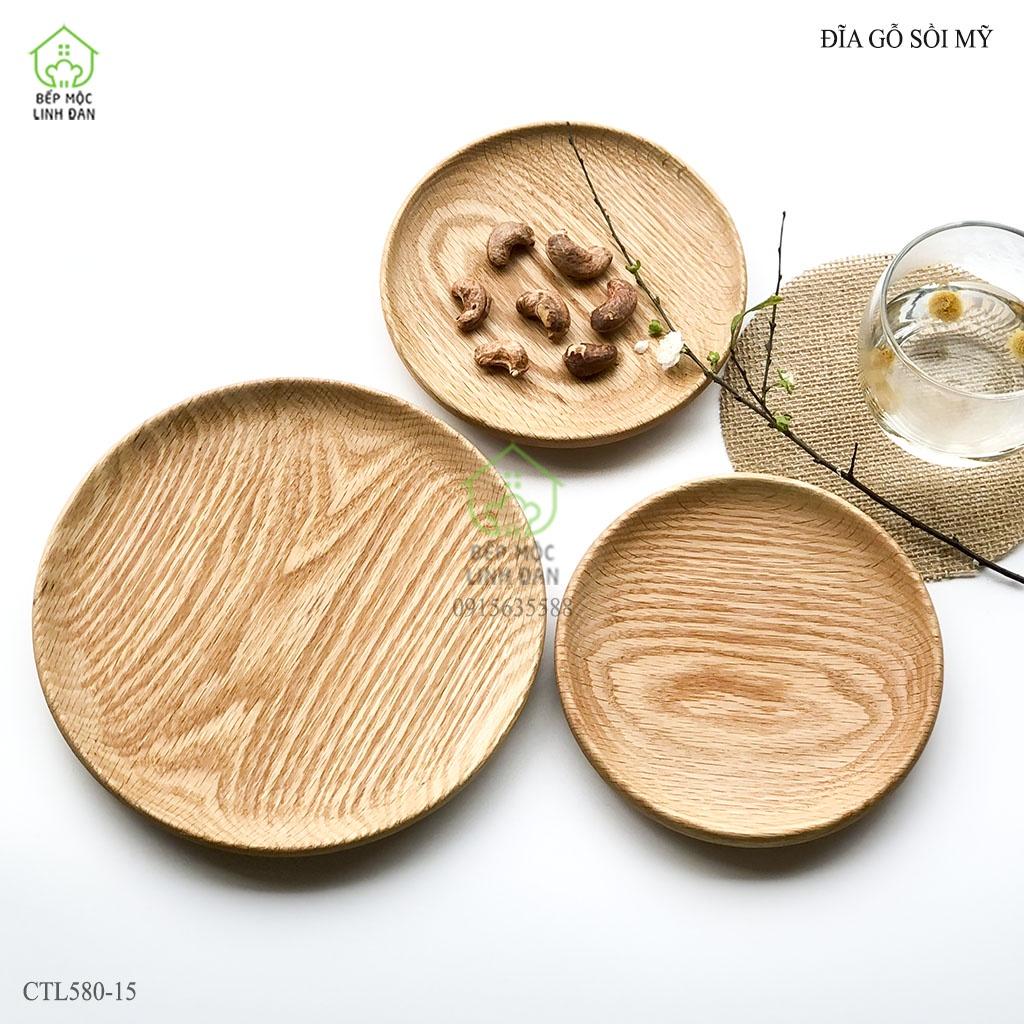 Đĩa Gỗ Sồi HAHANCO Đựng Thức Ăn, Hoa Quả, Decor_Vân Đẹp, Siêu Sạch