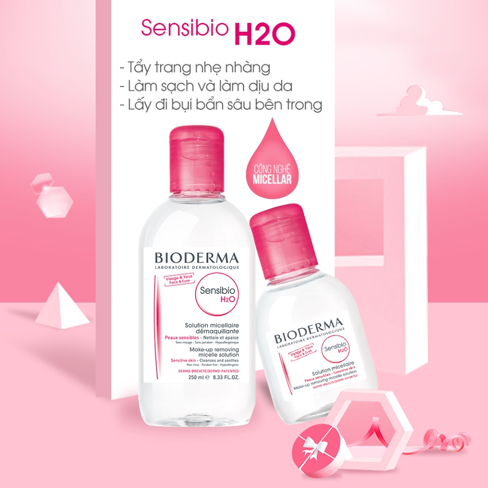 Nước Tẩy Trang Dành Cho Da Nhạy Cảm BIODERMA Sensibio H2O 250ml - Tặng 1 Móc Khóa Nhựa 2 Mặt