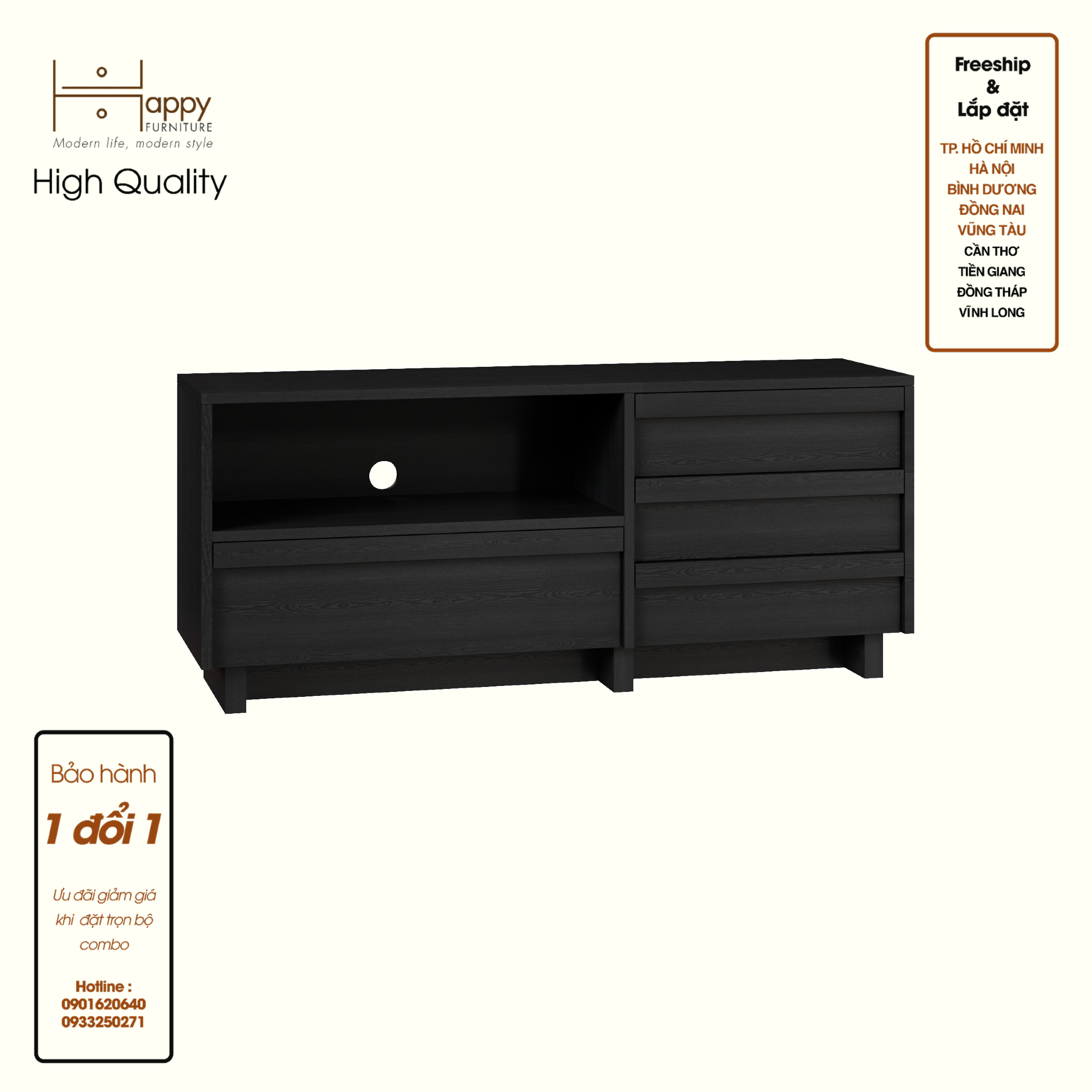 [Happy Home Furniture] MAVIS, Kệ TV 4 hộc kéo, 120cm x 40cm x 52cm ( DxRxC), KTV_041