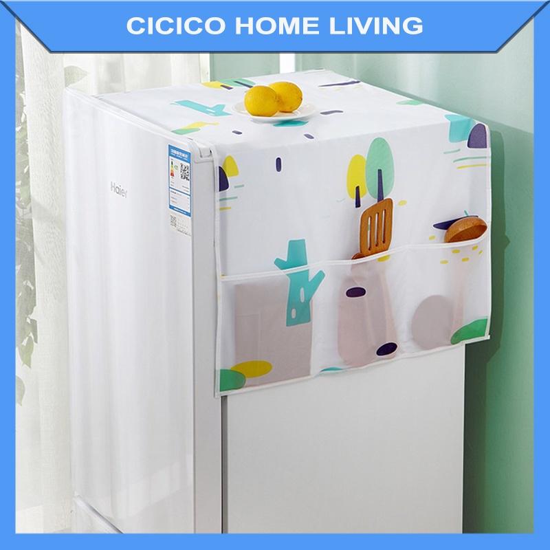 Bạt phủ tủ lạnh Cicico H842 tấm chắn bụi bảo vệ tủ lạnh lò vi sóng máy giặt kèm túi 2 bên tiện dụng