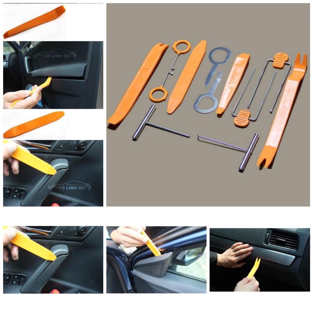 Thiết bị dụng cụ tháo nhựa nội thất ô tô xe máy 12 món đa năng dễ dàng chống trầy nhựa xe loại tốt siêu dẻo