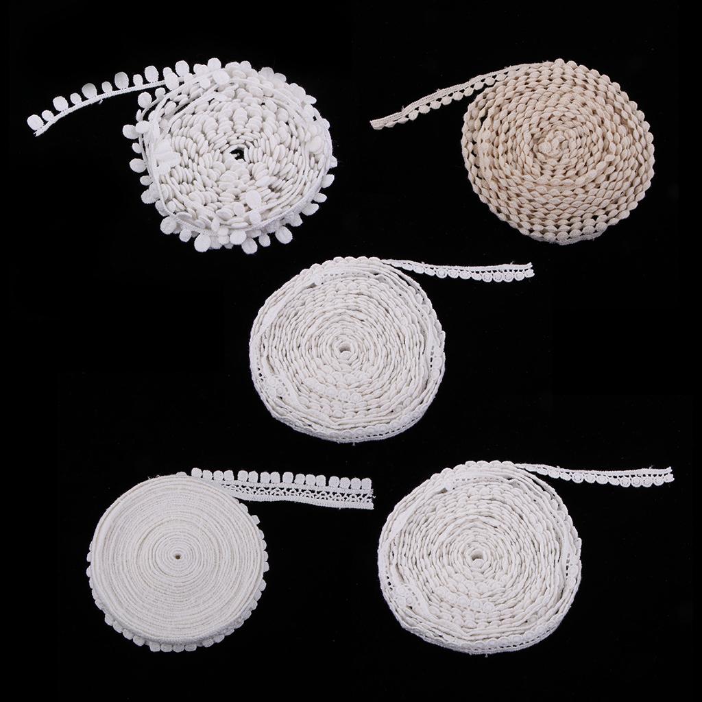 5 Yards Pom Pom Ball Fringe Trim Ribbon DIY Crafts Supplies for Wedding Dress, Garment, Jeans, Sewing Accessories