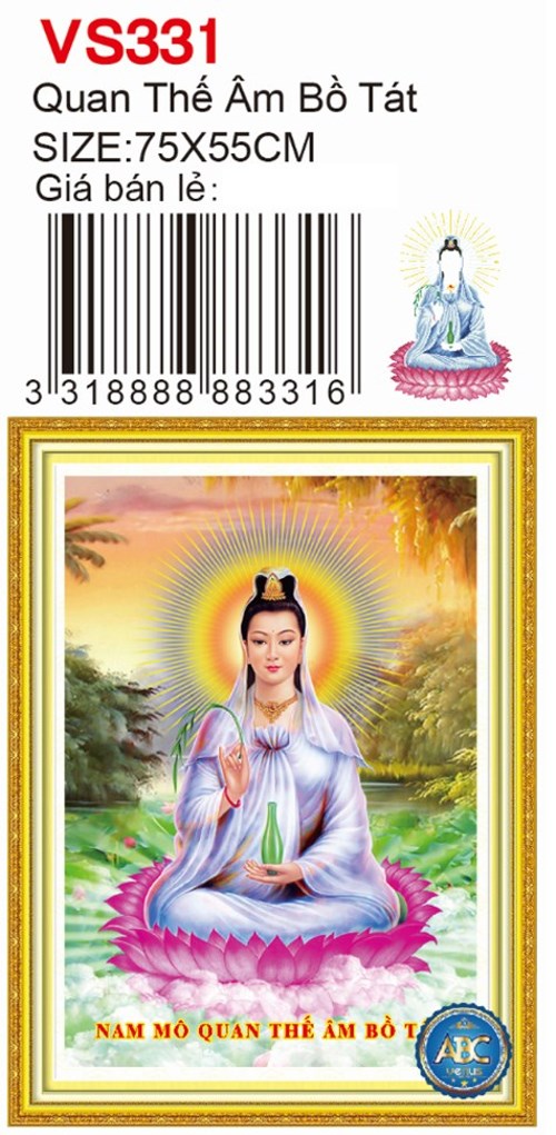 Tranh đính đá quan âm bồ tát VS331 - 75 x 55 cm - chưa đính