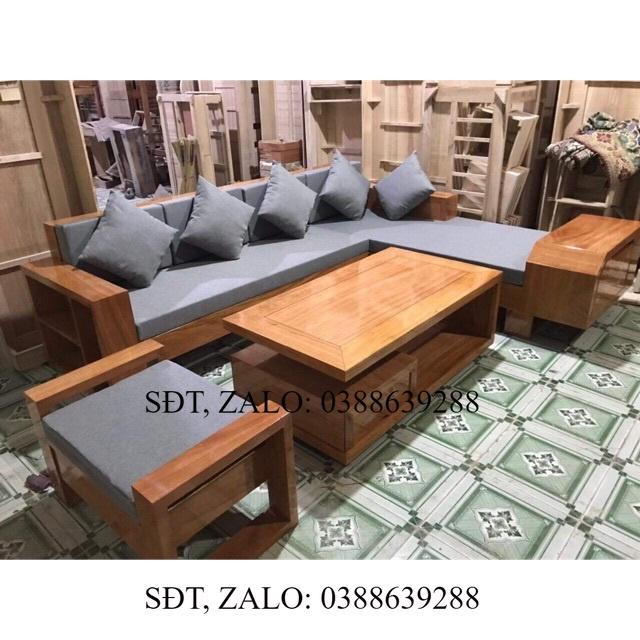 Bộ bàn ghế góc L phòng khách gỗ sồi nga