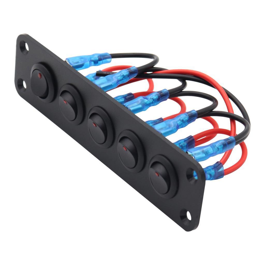 12V Rocker Switch Panel Scratch Proof On Off 5 Gang for Boat  RV