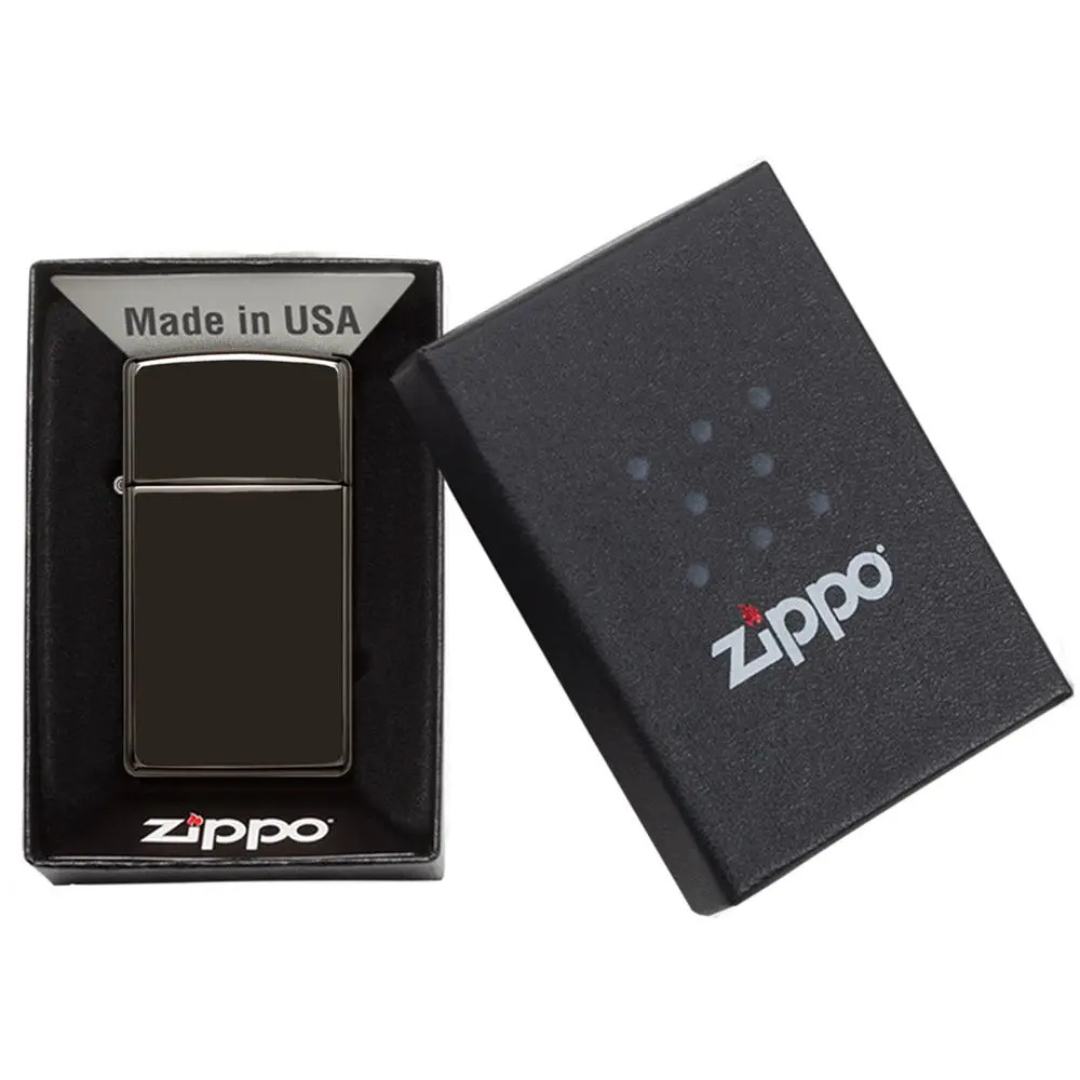 Bật Lửa Zippo Chính Hãng Mỹ Slim High Polish Black Đen Bóng Gương