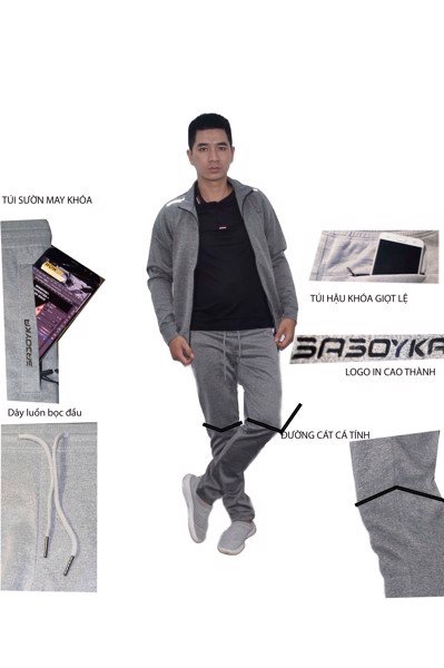 Quần nỉ suông baboyka khóa túi hậu giọt lệ