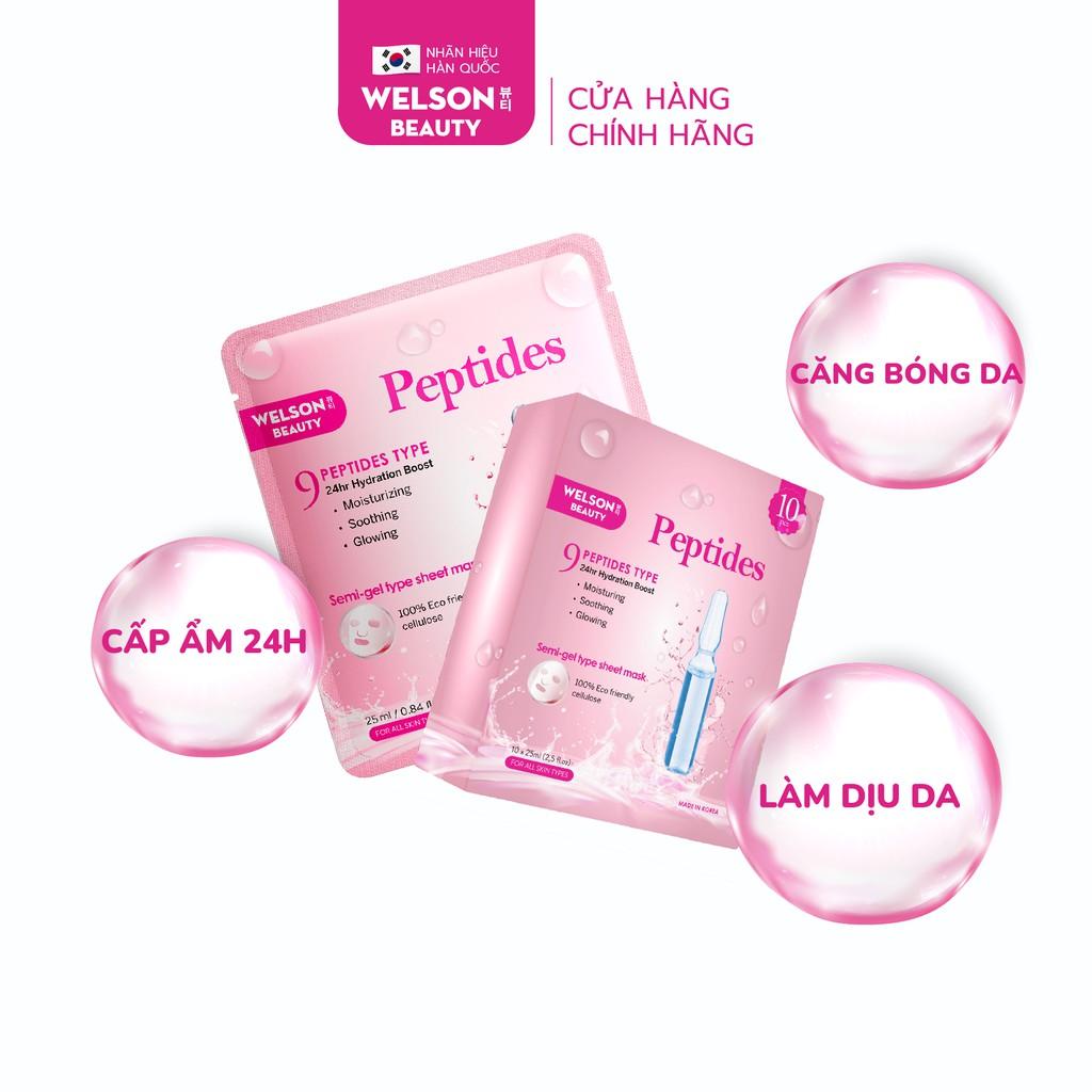 Hộp 10 Miếng Mặt Nạ Peptides Dưỡng Ẩm Căng Bóng Da 10 x 25ml