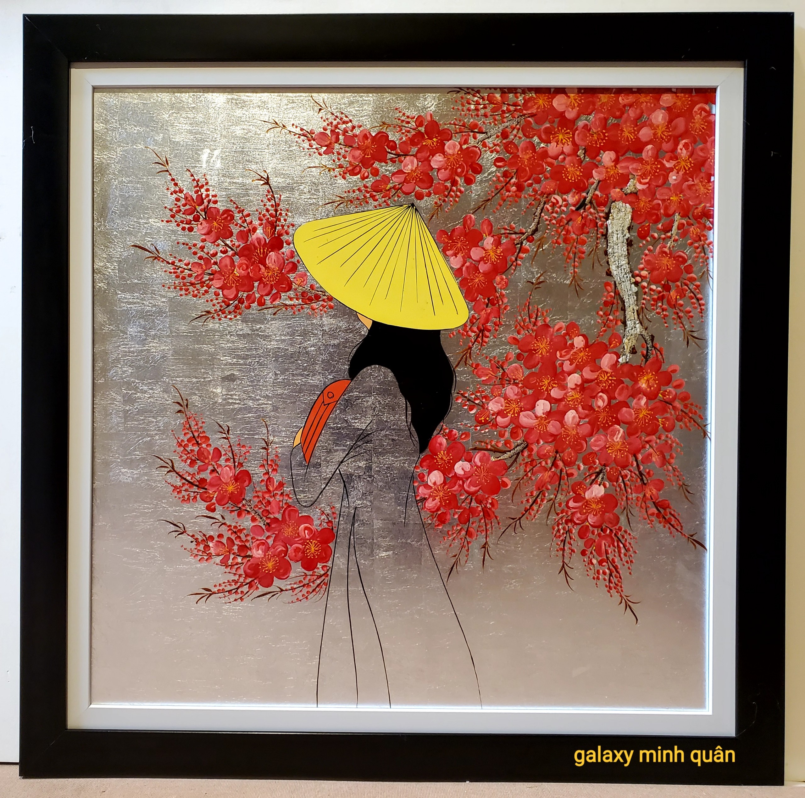 TRANH SƠN MÀI " THIẾU NỮ ÁO DÀI "