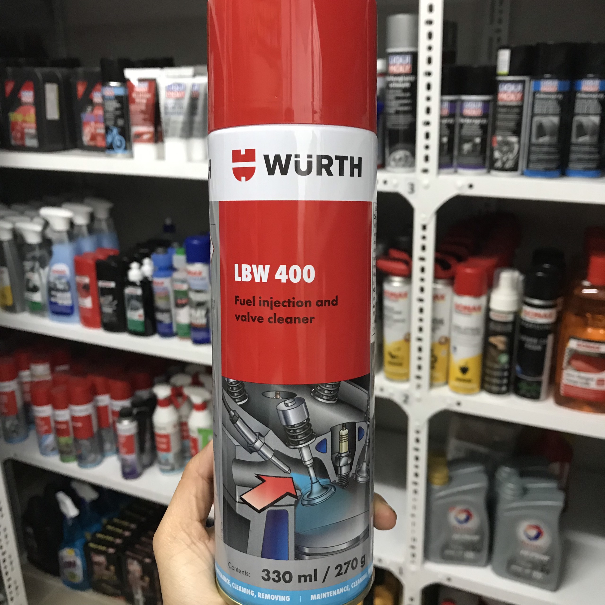 Dung dịch vệ sinh kim phun xăng điện tử Wurth LBW 400 Fuel Injection and Valve Cleaner 330ml 089356091